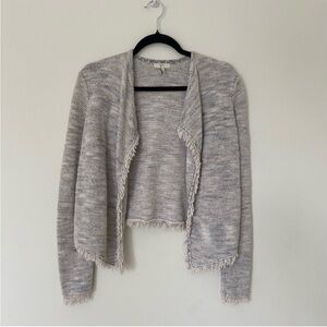 Joie Nalah B Tweed Jacket, Smoky Multi Fringe Linen Cotton Open Knit Size XS